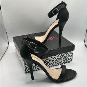 Anne Michelle Black Ankle Strap Heels